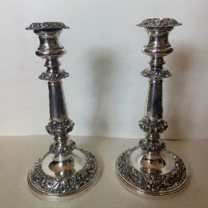 Antique Silver Plated Candlesticks Late 1800s